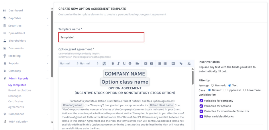 customize the template elements