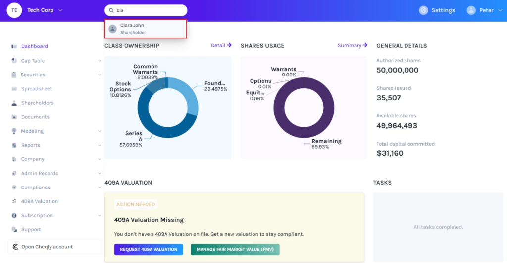 type the name in the search bar
