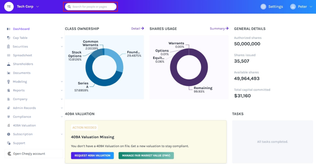 click on the search box