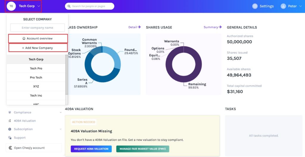 click on the company name