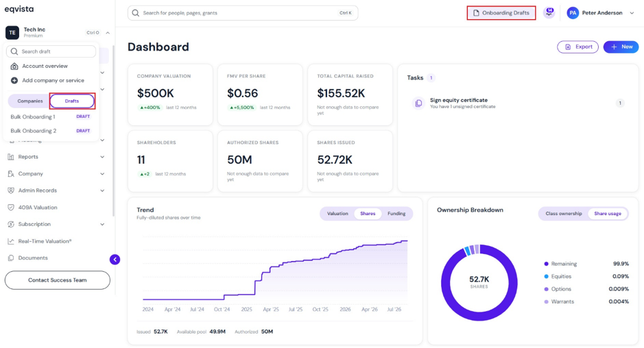 Onboarding Drafts