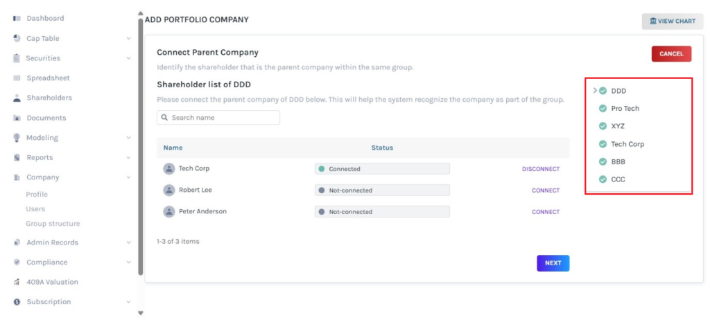connect parent company 