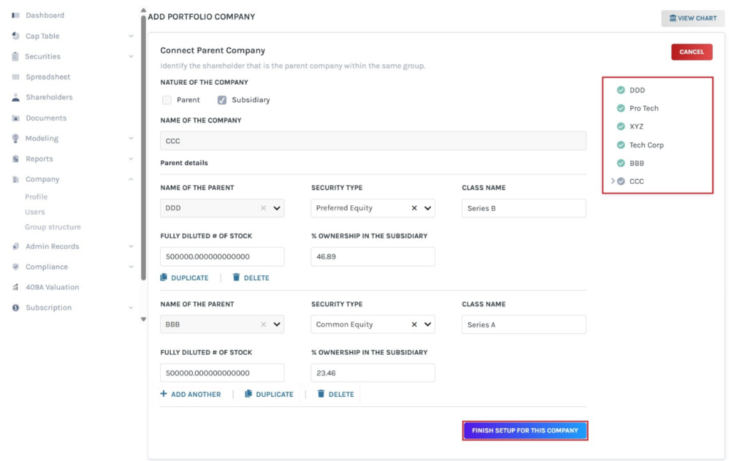 connect parent company 