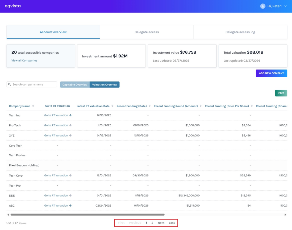 view and manage your valuation