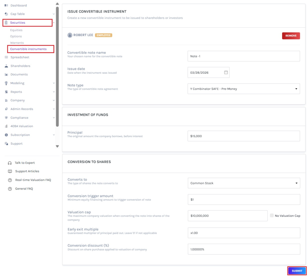 convertible instrument