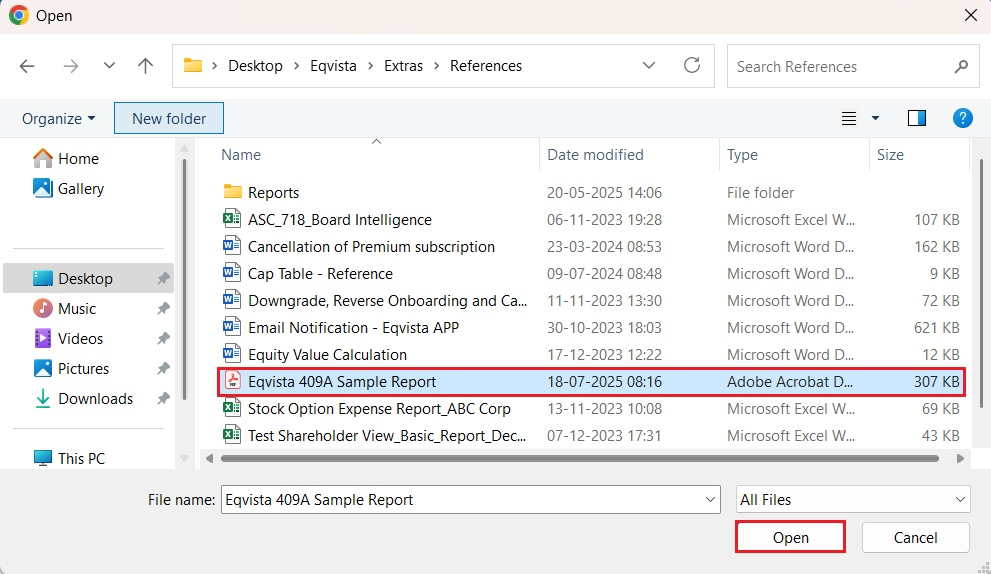 select document to upload 