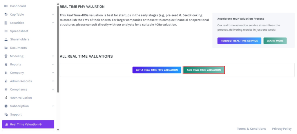 Real Time Valuation