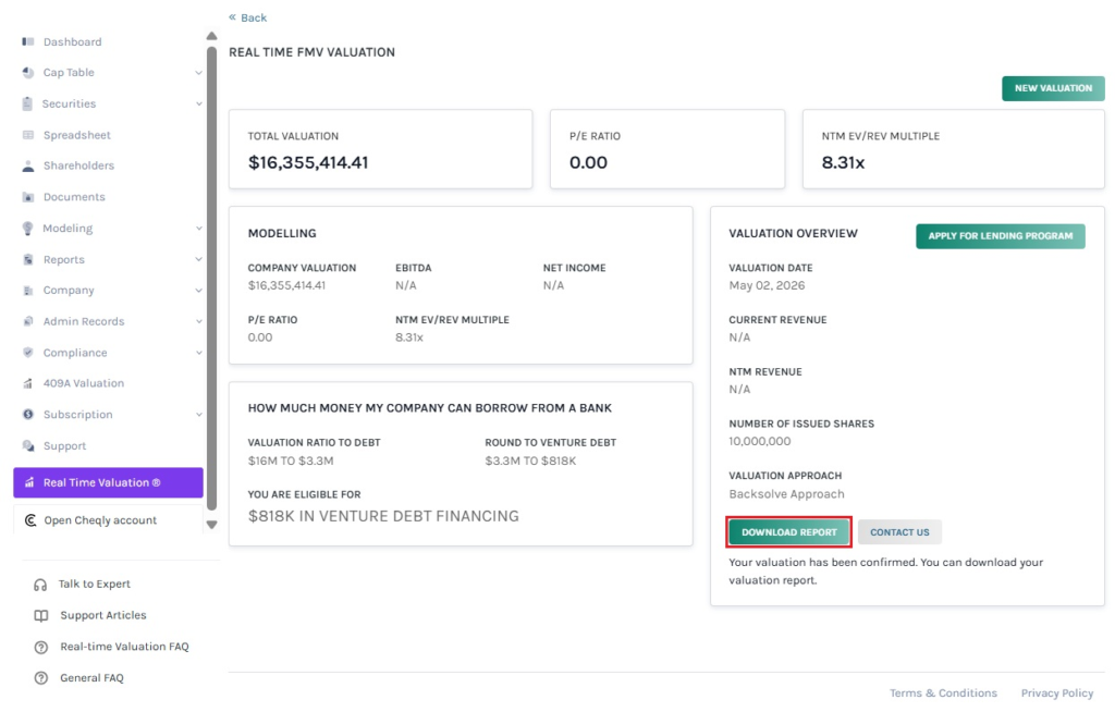 details of the real-time valuation