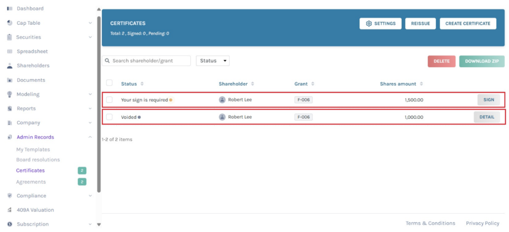  new certificate will automatically void