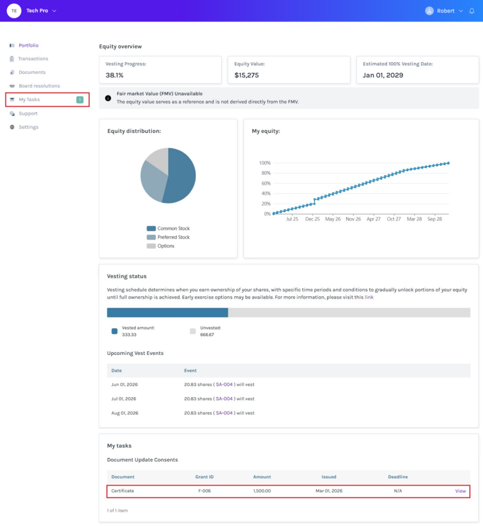 shareholder access view dashboard