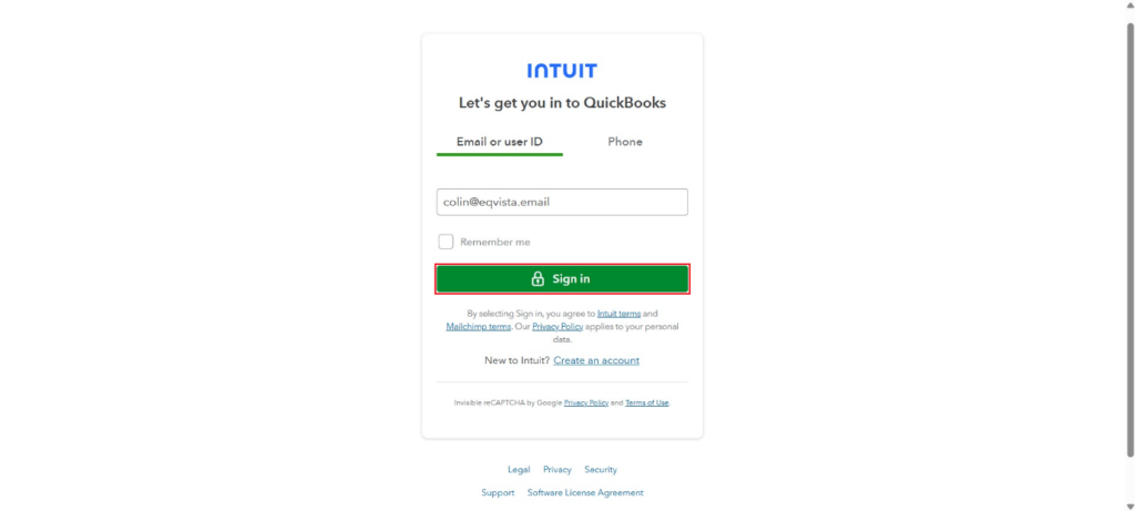 User ID of QuickBooks 
