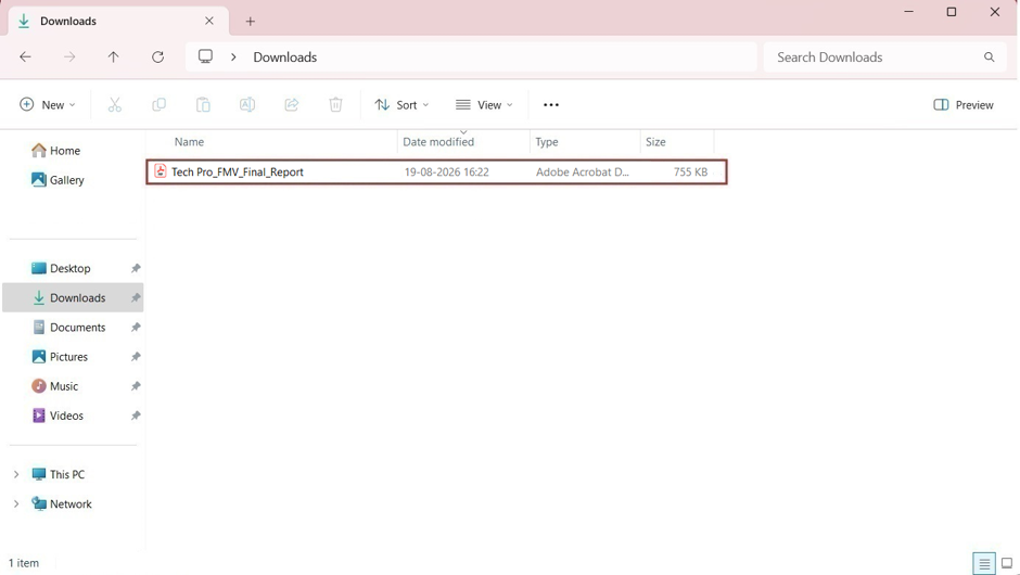 report will be downloaded