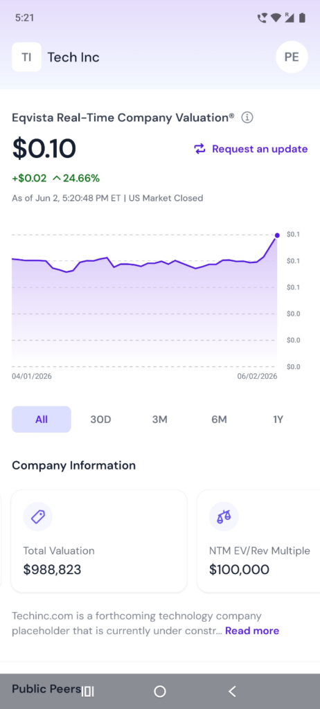 Real-Time Company Valuation