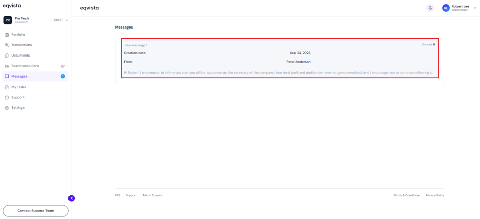 see the list of messages shared with you
