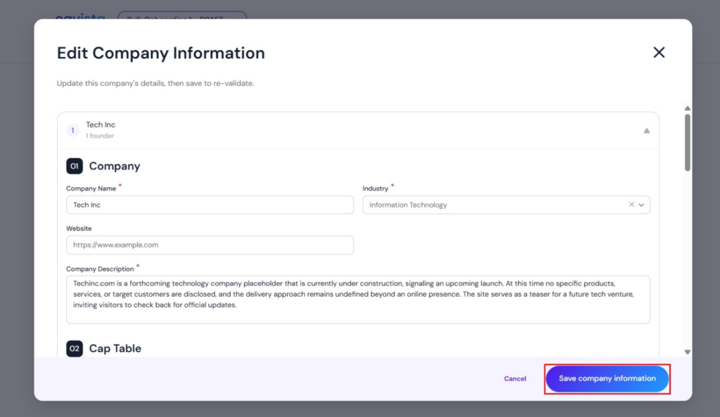 edit your company information