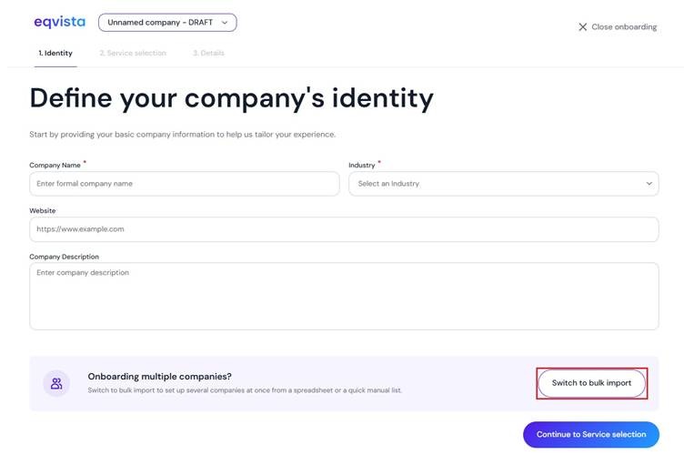filling in your company details