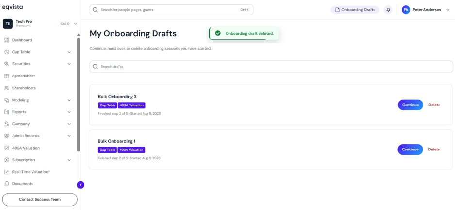 onboarding draft will be removed from the list 