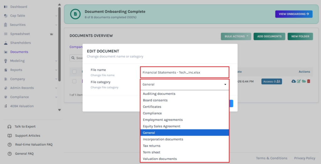 edit file name and category 