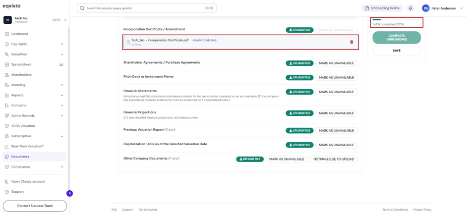 view the onboarding progress