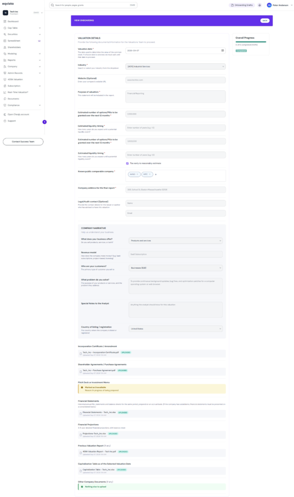company details entered and documents uploaded