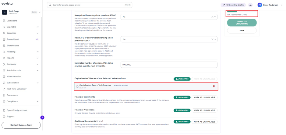view the onboarding progress
