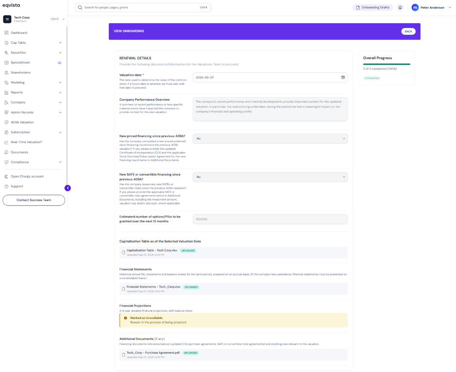 company details entered and documents uploaded
