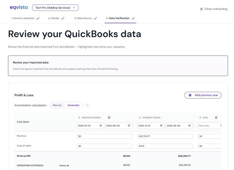 verify the financial data pulled from QuickBooks