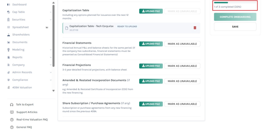 view the onboarding progress