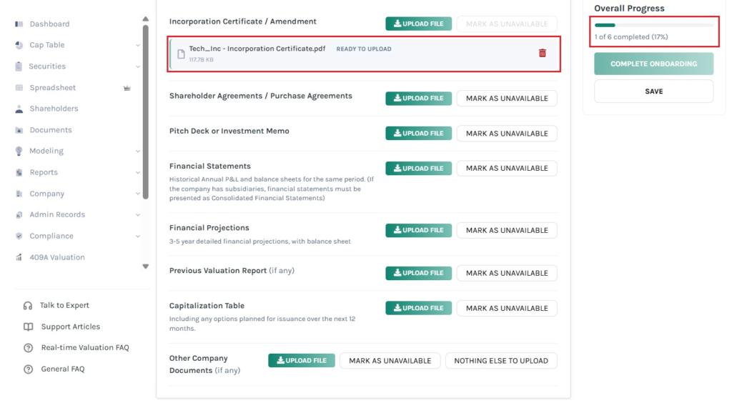 view the onboarding progress