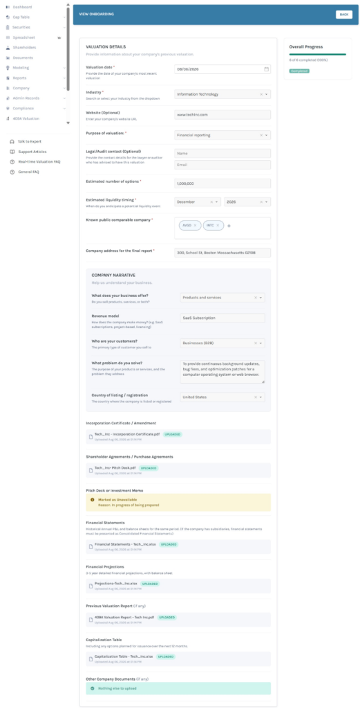 company details entered and documents uploaded