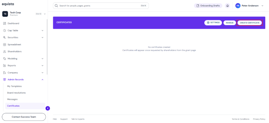 create certificate 