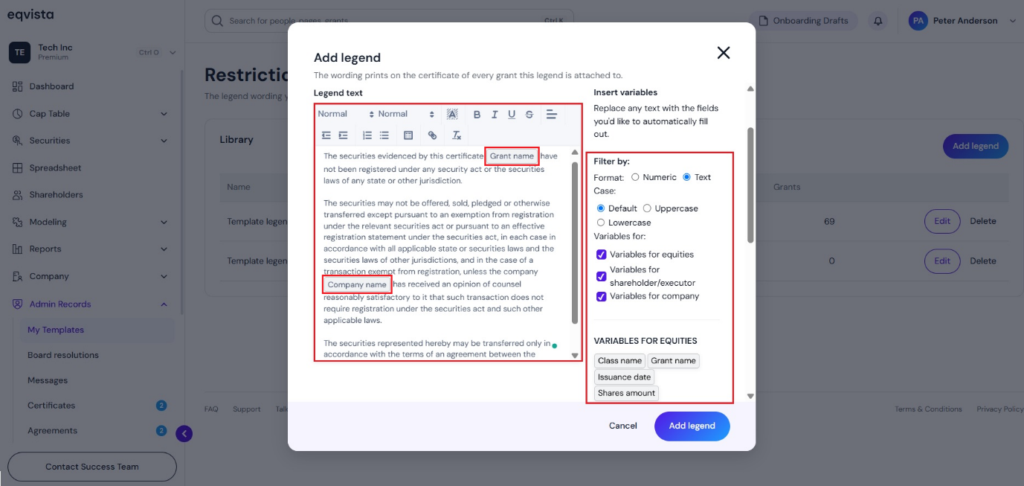 customize variables