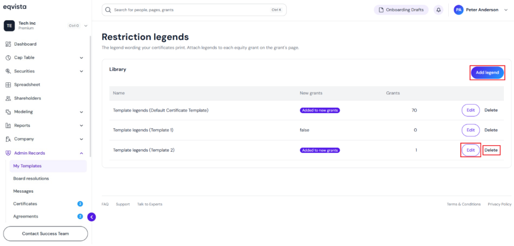 View Restriction Legends