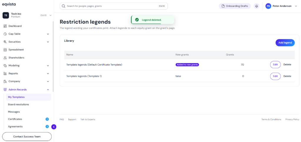 restriction legend will be removed