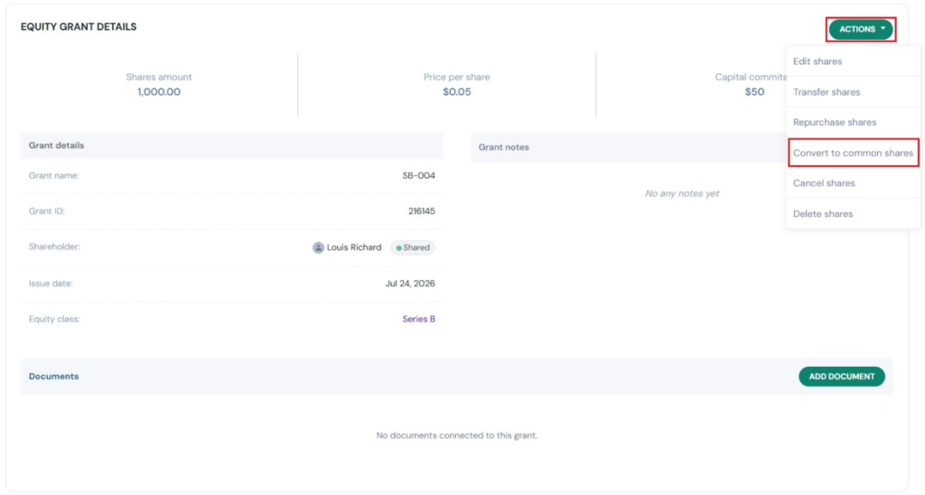 Convert Preferred to Common Shares