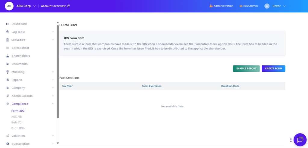 compliance Forn 3921