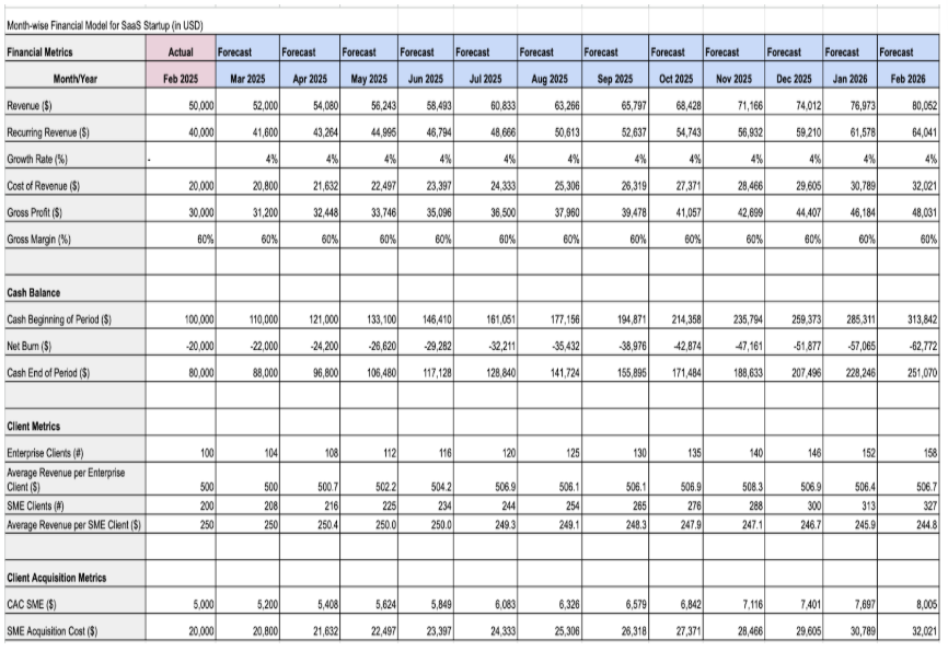 Sample Financial Model For SaaS Startup