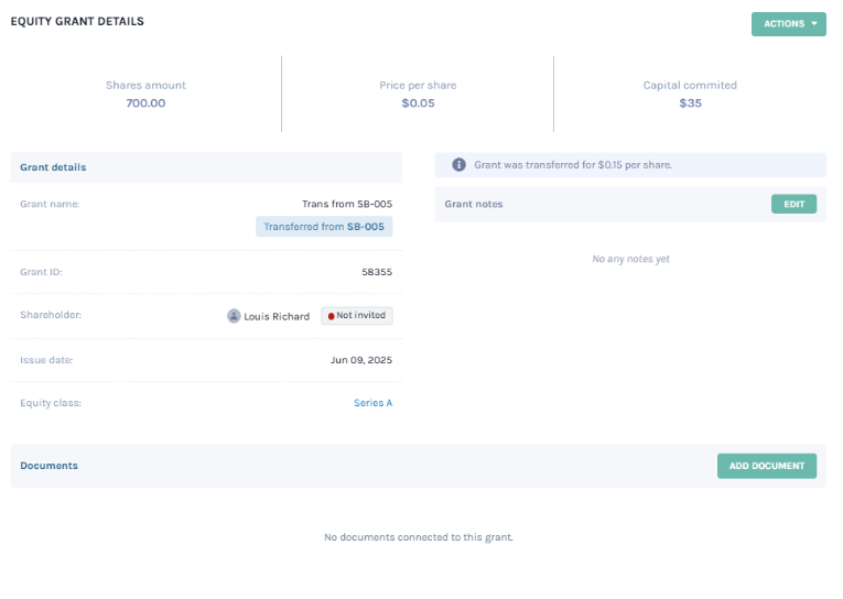 details of this transfer