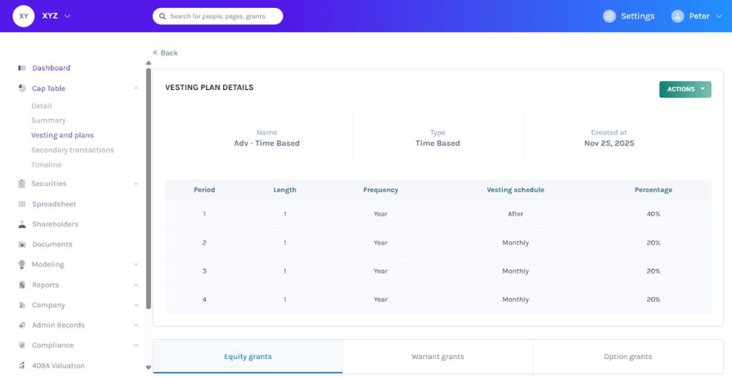 Create the right vesting scheme using Eqvista
