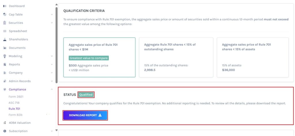 Qualified or Not Qualified status